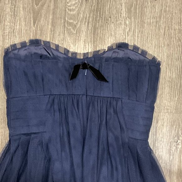 Vera Wang‎ Maids Dress Sz 10 Blue Tulle Strapless Wedding Prom Cocktail Party - Picture 4 of 5